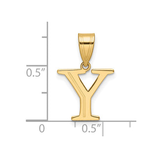14K Yellow Gold Polished Etched Letter Y Initial Pendant YC1539Y