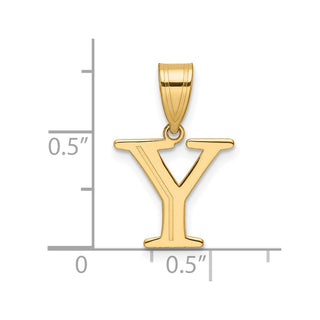 14K Yellow Gold Polished Etched Letter Y Initial Pendant YC1539Y