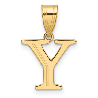 14K Yellow Gold Polished Etched Letter Y Initial Pendant YC1539Y