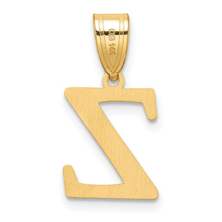 14K Yellow Gold Polished Etched Letter Z Initial Pendant YC1539Z