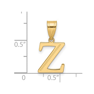 14K Yellow Gold Polished Etched Letter Z Initial Pendant YC1539Z