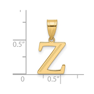 14K Yellow Gold Polished Etched Letter Z Initial Pendant YC1539Z