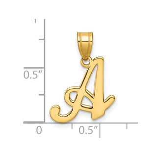14K Yellow Gold Script Letter A Initial Pendant YC1540A