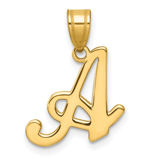 14K Yellow Gold Script Letter A Initial Pendant YC1540A