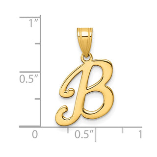 14K Yellow Gold Script Letter B Initial Pendant YC1540B