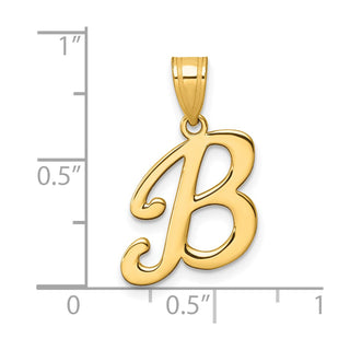 14K Yellow Gold Script Letter B Initial Pendant YC1540B