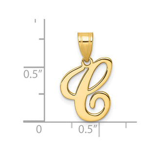 14K Yellow Gold Script Letter C Initial Pendant YC1540C
