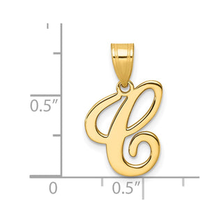 14K Yellow Gold Script Letter C Initial Pendant YC1540C
