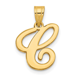14K Yellow Gold Script Letter C Initial Pendant YC1540C