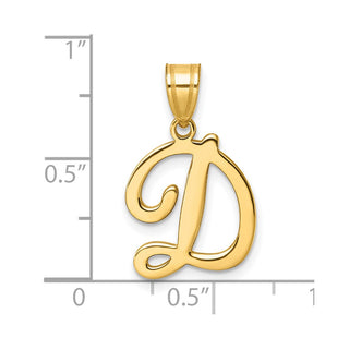 14K Yellow Gold Script Letter D Initial Pendant YC1540D
