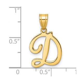 14K Yellow Gold Script Letter D Initial Pendant YC1540D