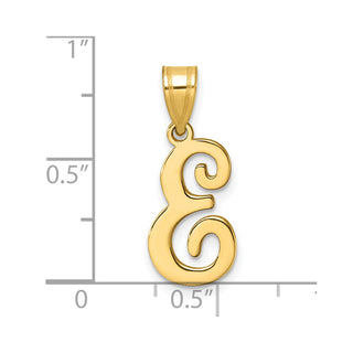 14K Yellow Gold Script Letter E Initial Pendant YC1540E