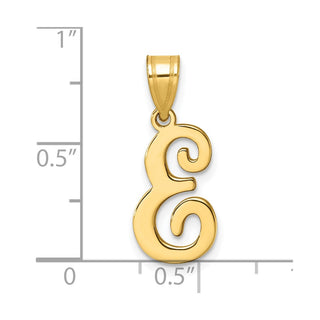 14K Yellow Gold Script Letter E Initial Pendant YC1540E