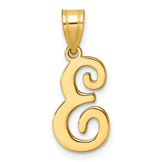 14K Yellow Gold Script Letter E Initial Pendant YC1540E