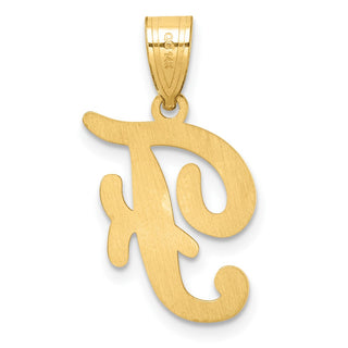 14K Yellow Gold Script Letter F Initial Pendant YC1540F
