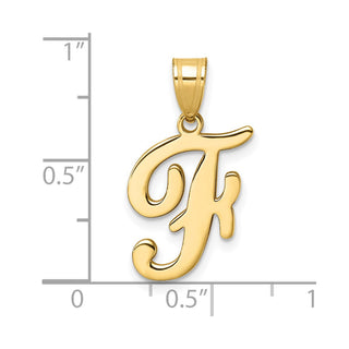 14K Yellow Gold Script Letter F Initial Pendant YC1540F