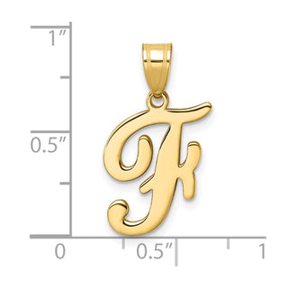 14K Yellow Gold Script Letter F Initial Pendant YC1540F