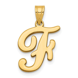 14K Yellow Gold Script Letter F Initial Pendant YC1540F
