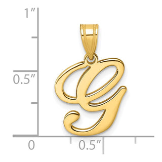 14K Yellow Gold Script Letter G Initial Pendant YC1540G