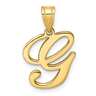 14K Yellow Gold Script Letter G Initial Pendant YC1540G