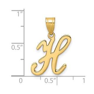 14K Yellow Gold Script Letter H Initial Pendant YC1540H