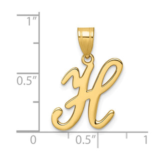 14K Yellow Gold Script Letter H Initial Pendant YC1540H