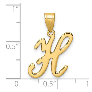 14K Yellow Gold Script Letter H Initial Pendant YC1540H
