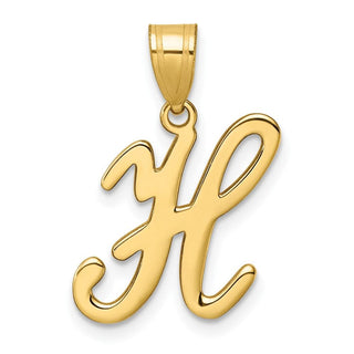 14K Yellow Gold Script Letter H Initial Pendant YC1540H