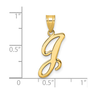 14K Yellow Gold Script Letter J Initial Pendant YC1540J