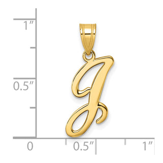 14K Yellow Gold Script Letter J Initial Pendant YC1540J