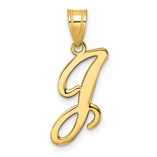 14K Yellow Gold Script Letter J Initial Pendant YC1540J