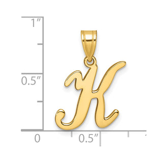 14K Yellow Gold Script Letter K Initial Pendant YC1540K