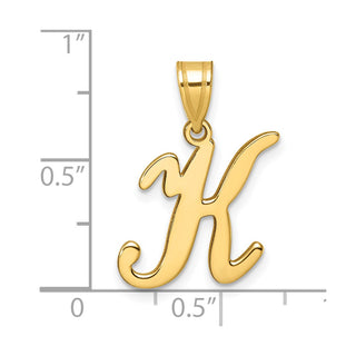 14K Yellow Gold Script Letter K Initial Pendant YC1540K