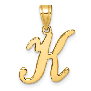 14K Yellow Gold Script Letter K Initial Pendant YC1540K