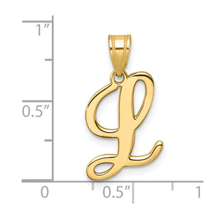 14K Yellow Gold Script Letter L Initial Pendant YC1540L