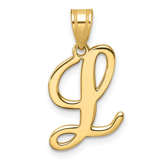 14K Yellow Gold Script Letter L Initial Pendant YC1540L