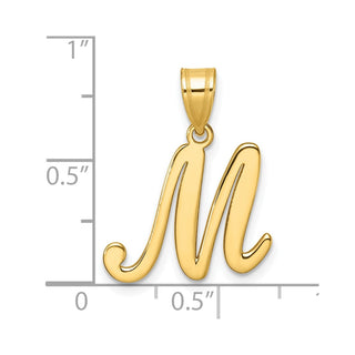 14K Yellow Gold Script Letter M Initial Pendant YC1540M