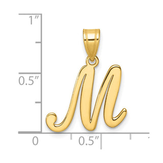 14K Yellow Gold Script Letter M Initial Pendant YC1540M