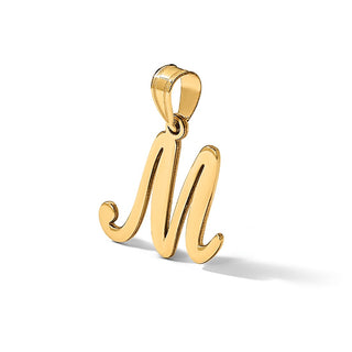 14K Yellow Gold Script Letter M Initial Pendant YC1540M
