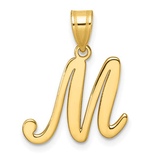 14K Yellow Gold Script Letter M Initial Pendant YC1540M