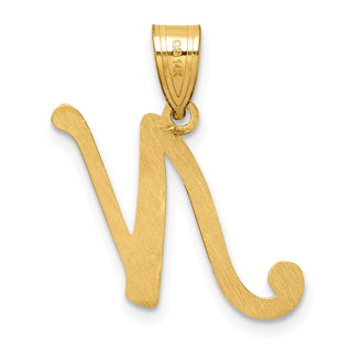 14K Yellow Gold Script Letter N Initial Pendant YC1540N