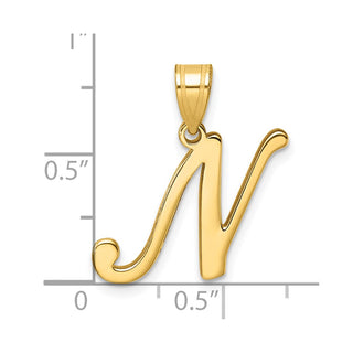 14K Yellow Gold Script Letter N Initial Pendant YC1540N