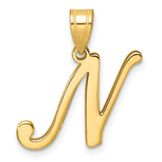 14K Yellow Gold Script Letter N Initial Pendant YC1540N