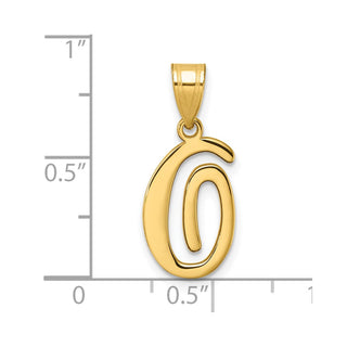 14K Yellow Gold Script Letter O Initial Pendant YC1540O