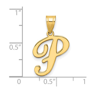 14K Yellow Gold Script Letter P Initial Pendant YC1540P