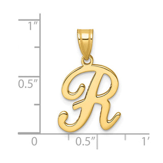 14K Yellow Gold Script Letter R Initial Pendant YC1540R