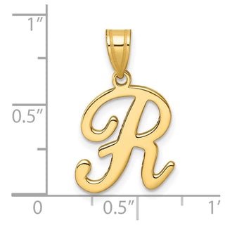 14K Yellow Gold Script Letter R Initial Pendant YC1540R