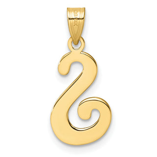 14K Yellow Gold Script Letter S Initial Pendant YC1540S