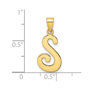 14K Yellow Gold Script Letter S Initial Pendant YC1540S