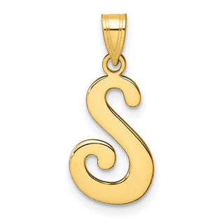 14K Yellow Gold Script Letter S Initial Pendant YC1540S